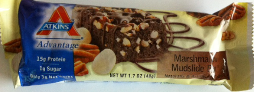 Atkins Advantage Marshmallow Mudslide Bar (allowed for all phases of the Atkins' diet, but note - contains sugar alcohols)