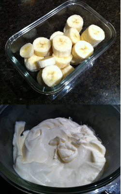 Frozen Bananas Blended to Make Fake Icecream